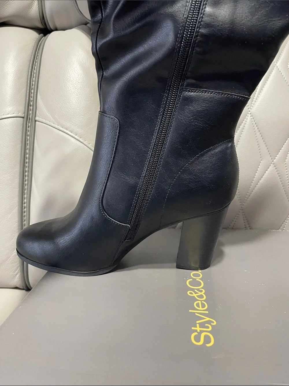 Style & Co. ADDY Black Over-the-Knee Block Heel Boots